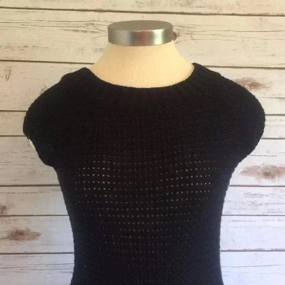 J J BASICS Women Cap Sleeve Above the Knee Black Knit Sweater Dress Size Small - Picture 6 of 10